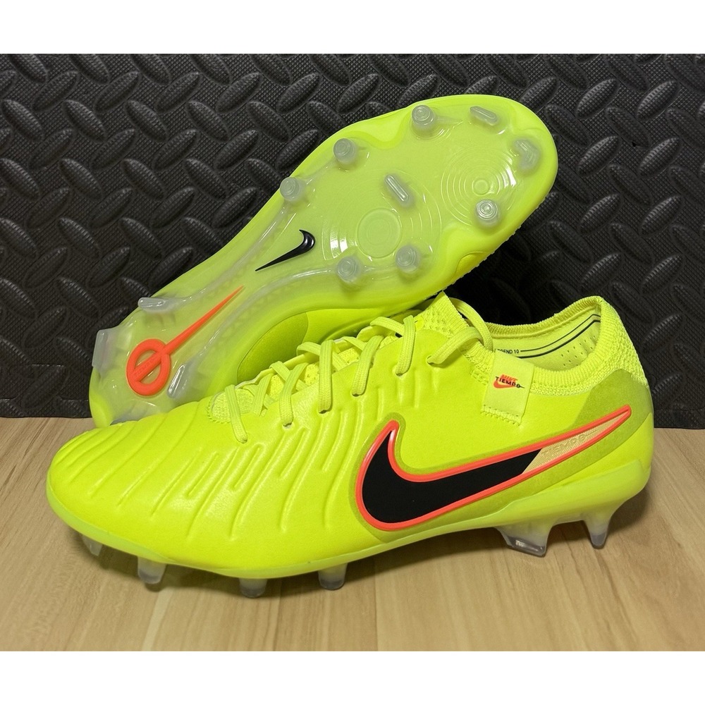 Nike Tiempo Legend 10 Elite FG Soccer Cleats Volt Black DV4328-701 Mens Size 9